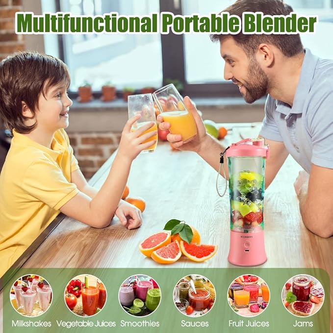 Portable Blender for Smoothies, Freshly Squeezed Juices, Milk shakes and Baby food, 20 oz BPA Free, Suitable for Outdoor Sports, Family, Travel. (pink)