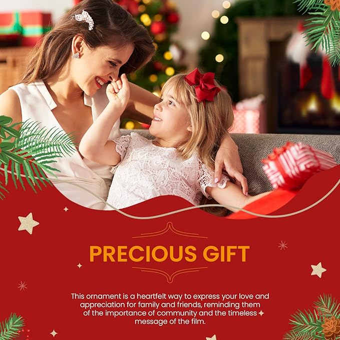 It's a Wonderful Life Inspired Christmas Angel Bell Ornament with Stainless Steel Angel Wing Charm. New Larger Size and Now Comes with 2 Interchangeable Ribbons. (Shiny Silver)