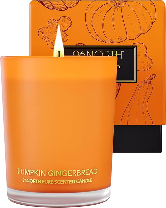 96NORTH | Pure Pumpkin Gingerbread Candle | 100% Natural Soy Wax | 1-Wick Jar Candle | Natural Fragrance Technology | Non Toxic | Up to 35 Hours Burning Time | Aromatherapy Gift for Men and Women