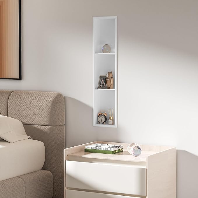 Stainless Steel Shower Niche 8" X 36", No Tile Needed Wall Niche Three-Tier, Recessed Shower Shelf for Bathroom Storage, Matte White