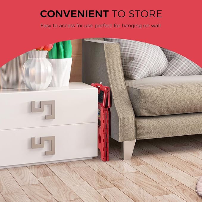 ACKO Folding Step Stool - 13" Height Premium Heavy Duty Foldable Stool for Kids and Adults, Kitchen Garden Bathroom Stepping Stool (1 Pack) Dot Red