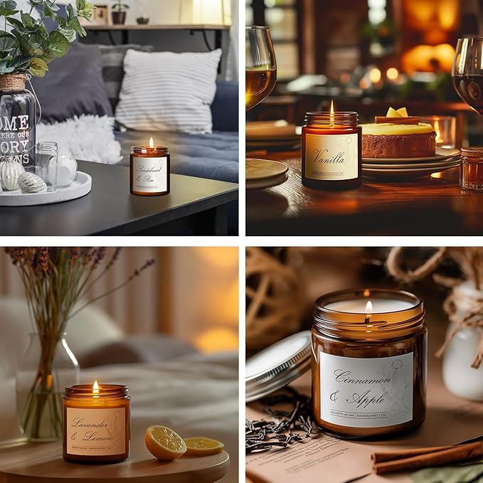 MOASITN Cinnamon & Apple Scented Candles for Home|Melon, Apple,Cinnamon Bark,Fir Scented Soy Candle| Longlasting Aromatherapy Candle| Jar Candel Gift for Women,Men for Birthday,Housewarming|7oz