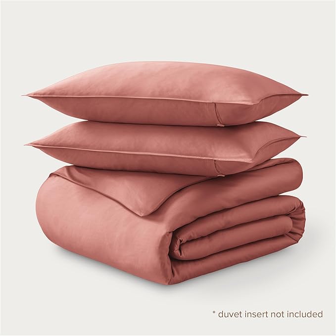 Bare Home 100% Organic Cotton Sateen Duvet Cover Set - 400 Thread Count - Smooth Sateen Weave - Warm & Luxurious - Duvet Cover (King/Cal King, Dusty Rose)