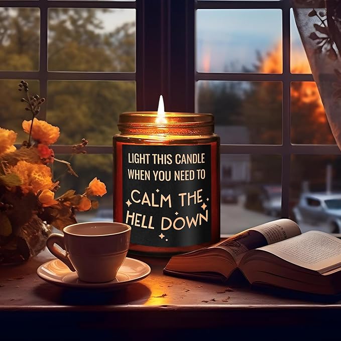 Calming Candles - Funny Relaxing Stress Relief Gift for Her - Calm Down, Aromatherapy Candle Gifts for Women Men - Anxiety Relief for Friend Coworker Bestie Sister - Birthday, Friendship Gift