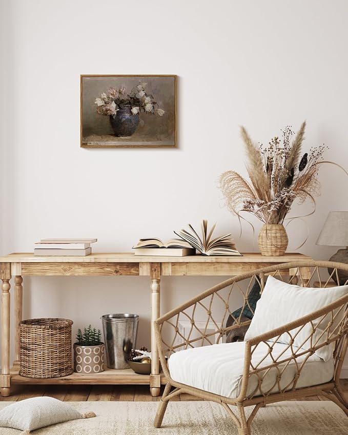 InSimSea Framed Canvas Wall Art Vintage Decor, Room Decor Roses by Abbott Handerson Thayer Rustic Style Artwork, Retro Paintings Prints Kitchen Bathroom Office Farmhouse Wall Decor, 12"x16"