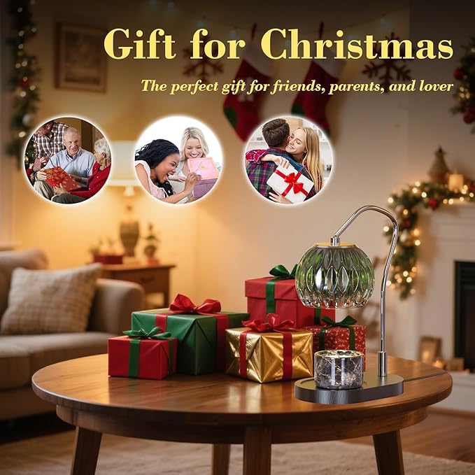 Candle Warmer Lamp with Timer & 4-Level Dimmer, Electric Wax Warmer for Jar Candles, Greener Home Decor with 2 Bulbs, Gift for Women, Men, Housewarming