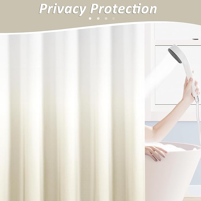 Naturoom Warm Beige Shower Curtains for Bathroom,Ombre Cloth Fabric Shower Curtain Set with 12 Hooks Denim Blue Bathroom Decor 72 x 72