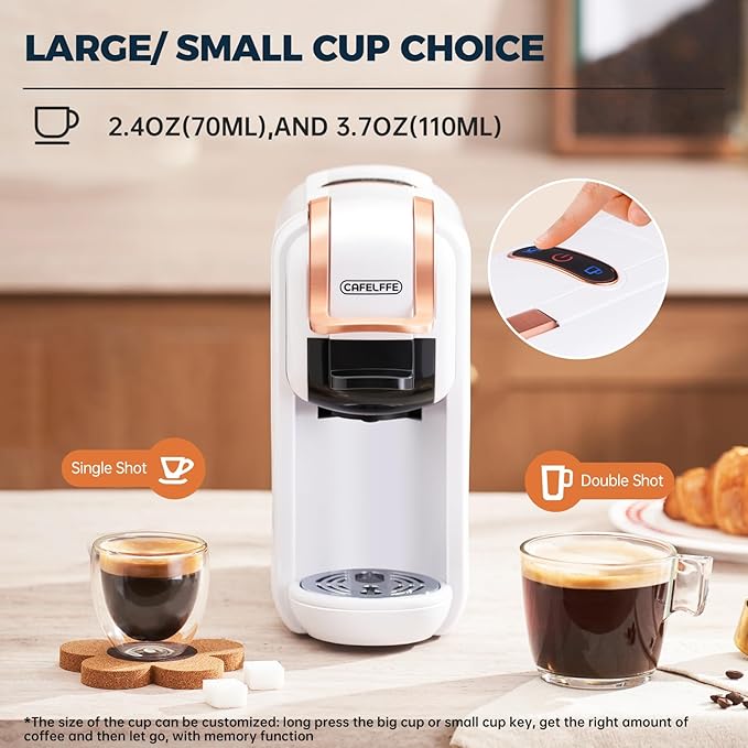 MK-603 Mini Multi Pod Coffee Maker with 9 oz Portable Coffe Cup, Hot/Cold Single Serve Espresso Machine, 4-in-1 Brewer Compatible with K Cup,Nes Original/DG Capsule and Ground,Black