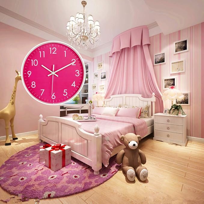 10-Inch Modern Simple Wall Clock Indoor Silent Non-Ticking Quartz Quiet Sweep Movement Battery Operated Wall Clock for Office/Kitchen/Bedroom/School Decorative