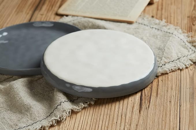 Famiware Mars Plates and Bowls Set, 24 Pieces Dinnerware Sets, Dishes Set for 8, Dark Gray