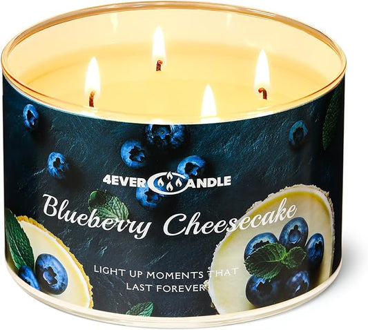 Soy Wax Blend Candle for Home, 4-Wick Candles in Blueberry Cheesecake Scented, Aromatherapy Candles Gift for Parties, Relaxing, Over 50 Hours of Burn Time, 18oz