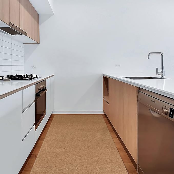 3' x 57' Runner Rugs with Rubber Backing, Indoor Outdoor Utility Carpet Runner Rugs, Sand, Can Be Used as Aisle for The RV and Boat, Laundry Room and Balcony