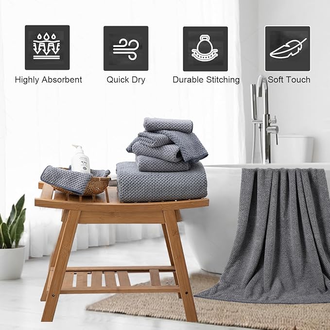Hand Towels Set 2 Pack-16“x31”,Ultra Soft Microfibers Bathroom Towel Set Highly Absorbent Quick Dry Luxury Premium Towel Lightweight Durable Hand Towel Collection for Hotel Spa Gym Kitchen,Grey