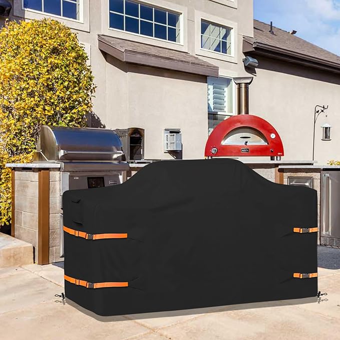 98 in Island Grill Cover,98 Inch Island BBQ Grill Head Cover,Heavy Duty Waterproof Suitable for Outdoor Island Grill BBQ Black