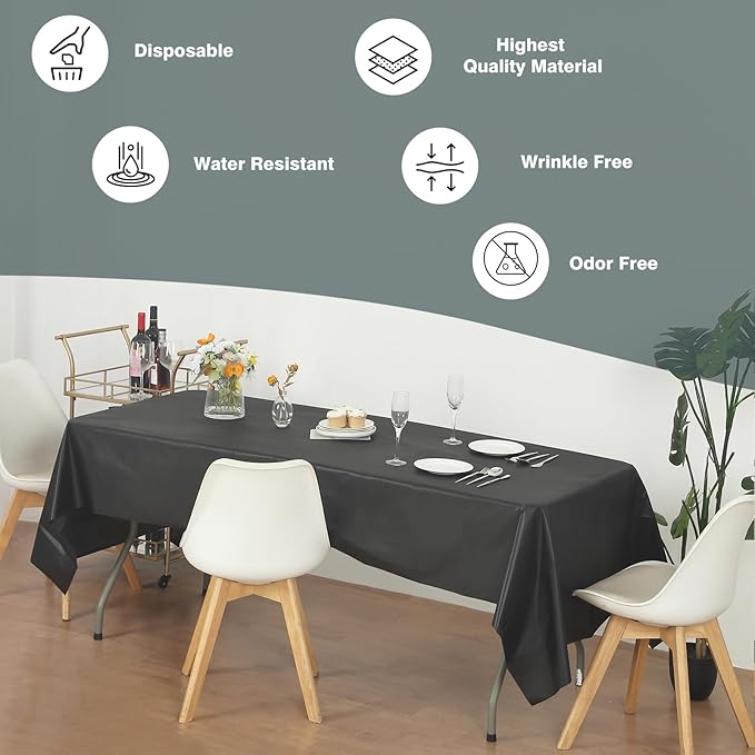 Craft And Party, Black Plastic Table Cover Roll - 40in X 100 feet Heavy Duty Plastic Banquet Table Cover Roll. (Black)
