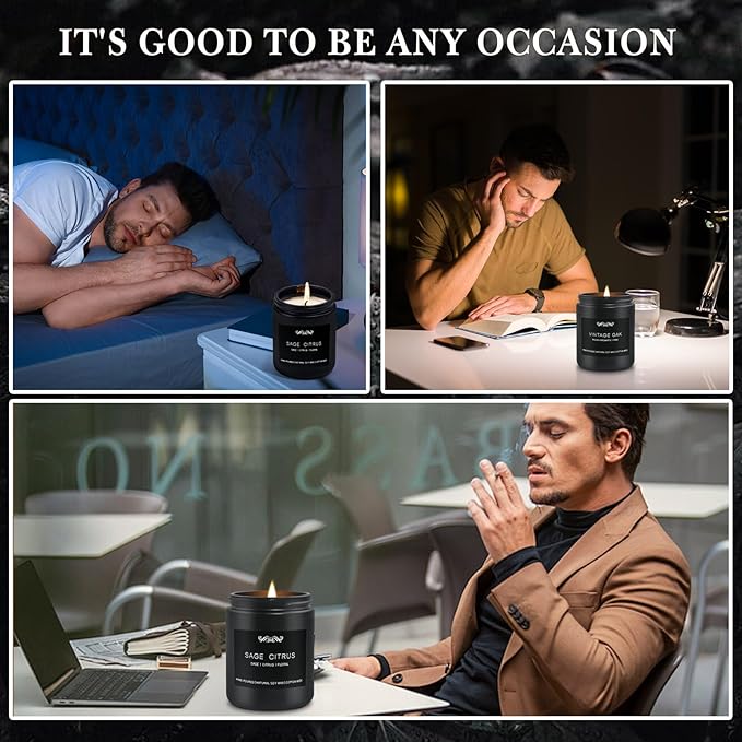 6 Pack Candles for Home Scented Aromatherapy Candles Gifts Set for Mens, Men Candle Set, 42 oz 300 Hour Long Lasting Candles, Gifts for Men, Birthday, Anniversary Present
