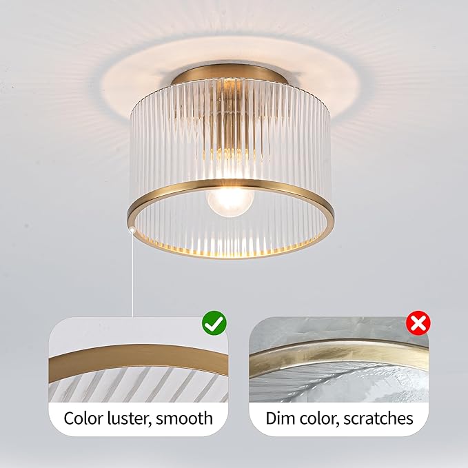 MAYNA Modern Gold Ceiling Light Fixture, 1-Light Hallway Light Fixtures Ceiling Mount, Dimmable Foyer Kitchen Lighting Fixtures for Bedroom Bathroom Dining Room Laundry Room Entryway