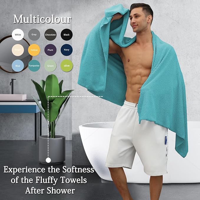 Hailea Extra Large Bath Towels Set 35x70 Inches - Aqua Luxury 600 GSM Oversized Bath Sheet Towel,Ultra Soft Microfiber - Quick Dry,Highly Absorbent Shower Towels Spa Hotel Bathroom Towel Set (4-Pack)