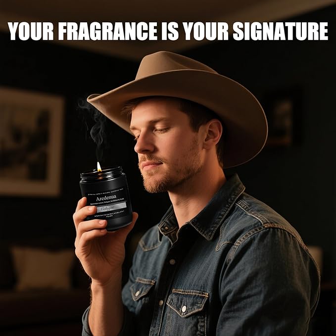 Cologne Candle, Manly Candles for Home Scented, Masculine Scented Candle, Aromatherapy Gifts for Men - 7oz Soy Wax, 50 Hours Burn Time, Perfect for Relaxing Home Fragrance