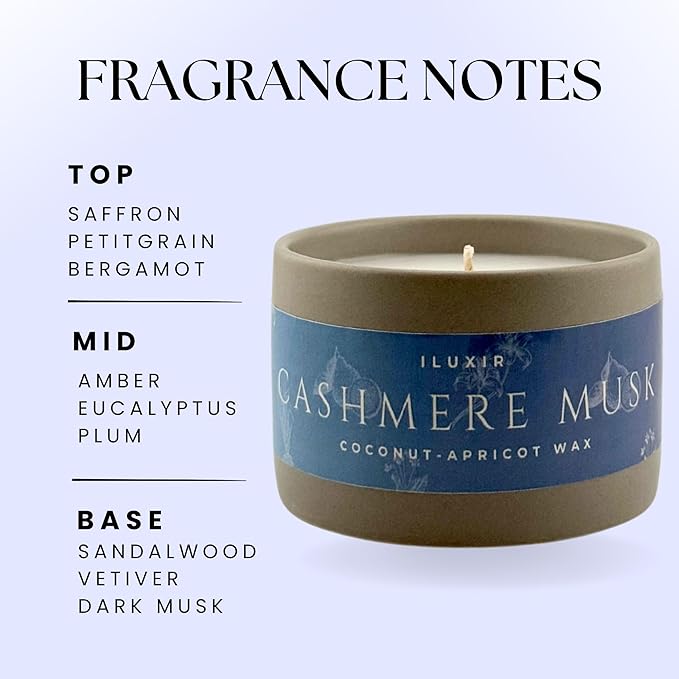 Cashmere Musk Luxury Candle – Cozy & Elegant Scent with Amber, Vetiver & Florals – Phthalate-Free, Vegan, Handcrafted, Cruelty-Free Candle for Home, Office & Gifting (5 oz.)