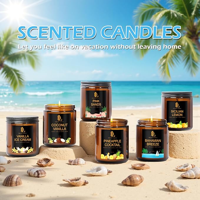 Bahamian Breeze Candles, 7oz Bahama Breeze Scented Candle, Natural Soy Candles for Home Scented, Long Lasting with 50 Hour Burn Time, Gifts for Men Women
