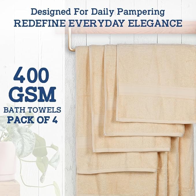 Casa Lino Linen Brown Bath Towels Set of 4 (54" x 27") - Large Bathroom Towel Set - 100% Cotton Towels for Bathroom - Highly Absorbent & Quick Dry Bath Towel Multipack - New Apartment Essentials