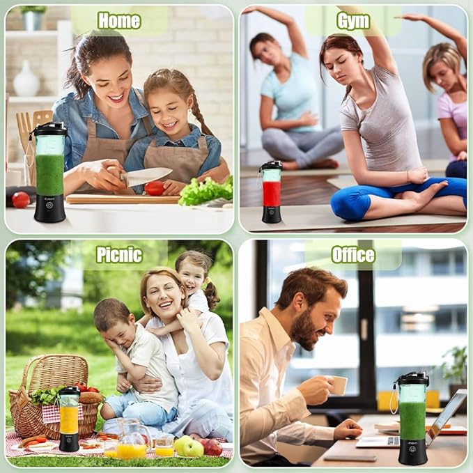 Portable Blender for Smoothies, Freshly Squeezed Juices, Milk shakes and Baby food, 20 oz BPA Free, Suitable for Outdoor Sports, Family, Travel. (Black)