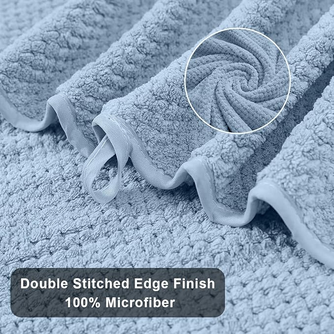 Hailea Extra Large Bath Towels Set 35x70 Inches - Blue Luxury 600 GSM Oversized Bath Sheet Towel,Ultra Soft Microfiber - Quick Dry,Highly Absorbent Shower Towels Spa Hotel Bathroom Towel Set (4-Pack)