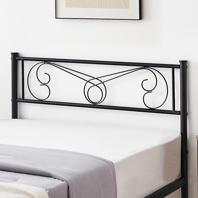 Metal Platform Bed Frame with Headboard & Footboard, Steel Slats Mattress Foundation No Box Spring Needed, 800Lbs Capacity, Noise-Free