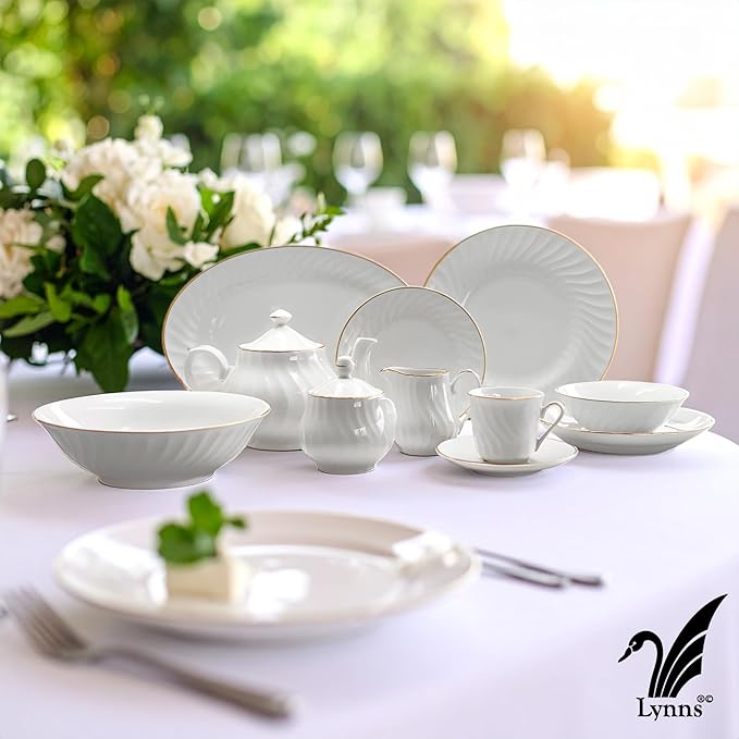 Lynns Paradise Imperial Gold 9-Inch Big Bowl, Set of 3, White; 24K Gold Trim, Embossed Swirl, Colorful Floral Print, Porcelain