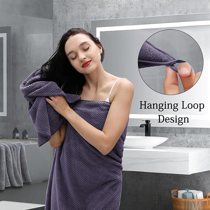 Extra Large Bath Towels Set 35x70 Inches - Purple Luxury 600 GSM Oversized Bath Sheet Towel,Ultra Soft Microfiber - Quick Dry,Highly Absorbent Shower Towels Spa Hotel Bathroom Towel Set (4-Pack)