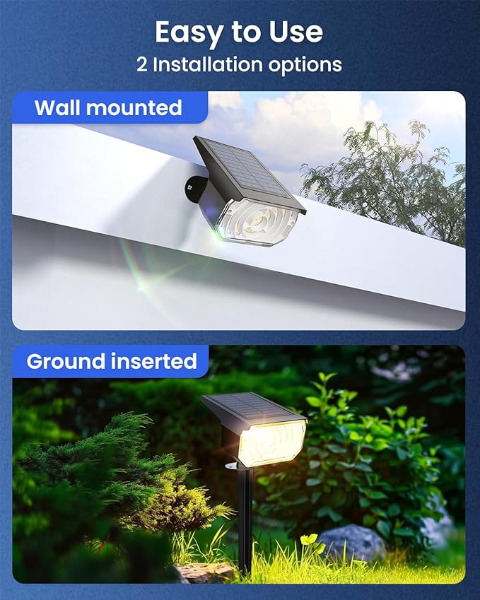 Solar Spot Lights Outdoor Waterproof IP67, 6 Lighting Modes 60 LED, Landscape Spotlights for Tree Yard Garden House Driveway Pathway(2 Pack)