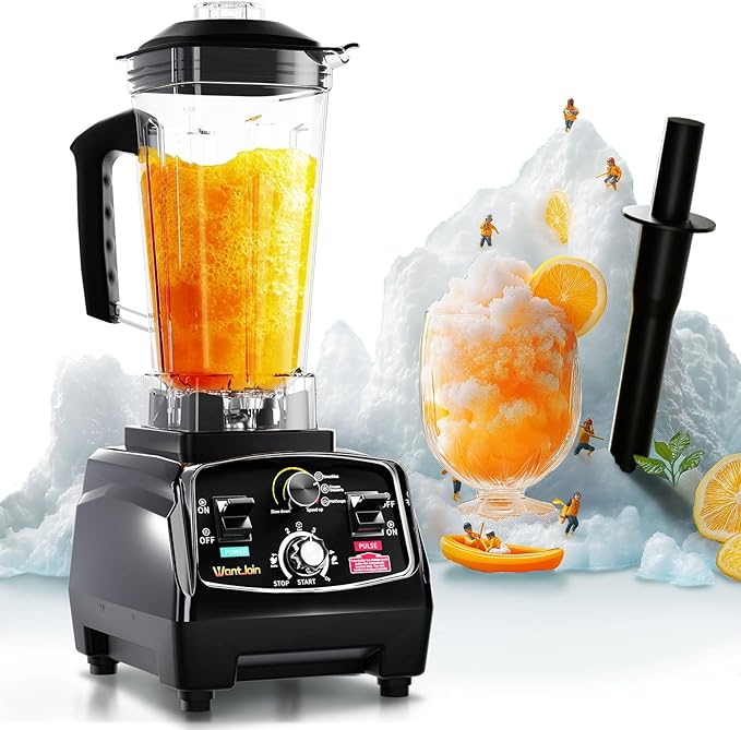 WantJoin Professional Blender, ETL listed 68oz Commercial Blender for kitchen Max 1800W High Power Home and Commercial with Timer, Smoothie Maker 2200ml for Crushing Ice, Frozen Dessert, Soup,fish