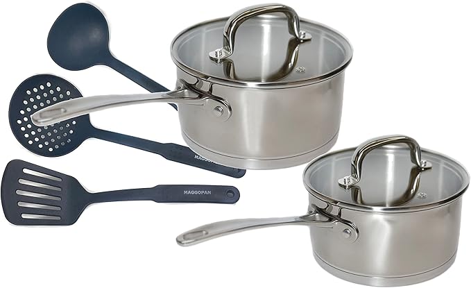 Stainless Steel Saucepans Impact Bonded Right Angles 7 PCS Set