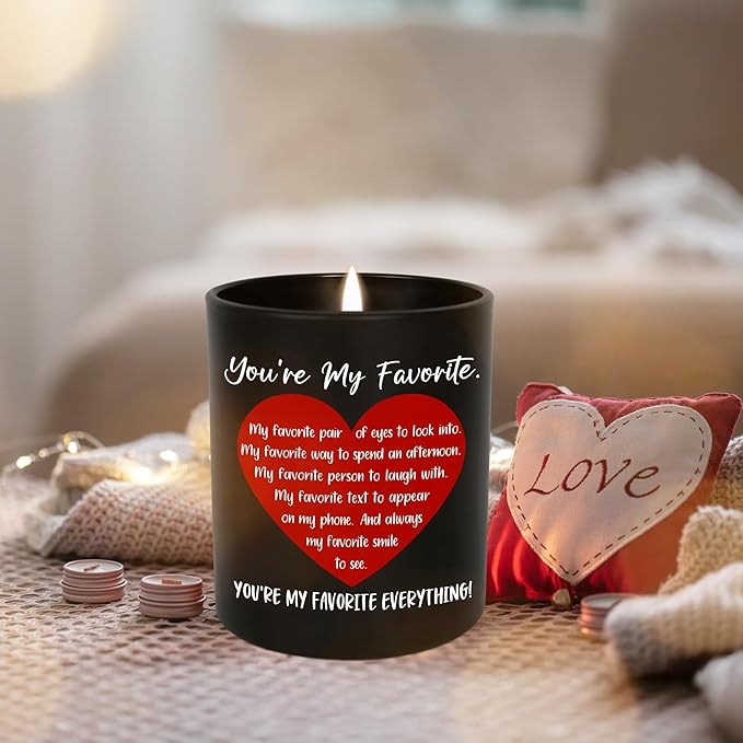 OASSIE Gifts for Boyfriend Girlfriend - You're My Favorite Long Lasting Vanilla Lavender Candle 10 oz - Wedding Anniversary Couple Candle, Romantic Love Birthday Gifts for Him Her Husband Wife