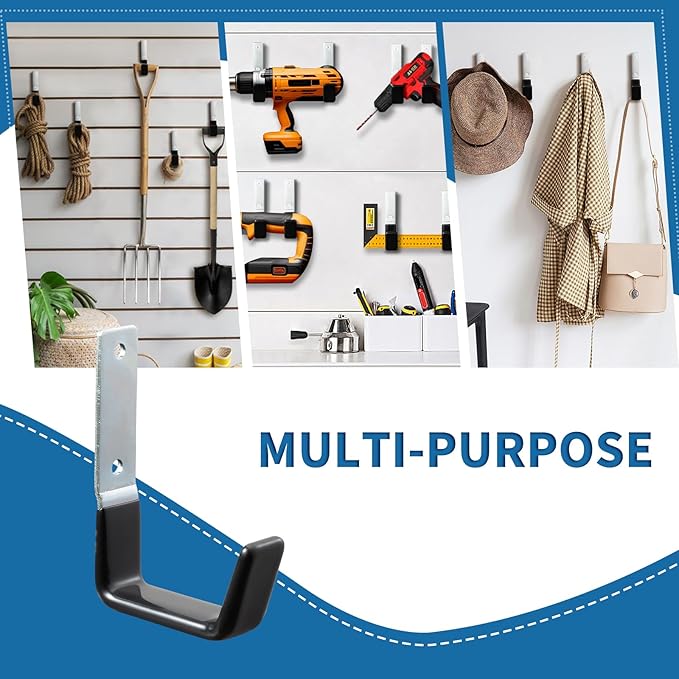Heavy Duty Steel Garage Hooks,Garage Storage Utility Hooks,Anti-Slip Hanger, Tool Organizer,Steel Wall Mount Organizer, Garden Hose Hanger (Small-6PC)