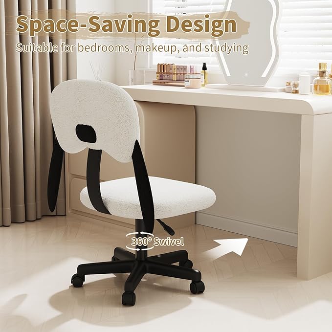 Puppy Shaped Back Kids Desk Chair, Adjustable Comfy Swivel Computer Chairs with Wheels for Kids, Cute Girls Students Vanity Chair for Bedroom Study