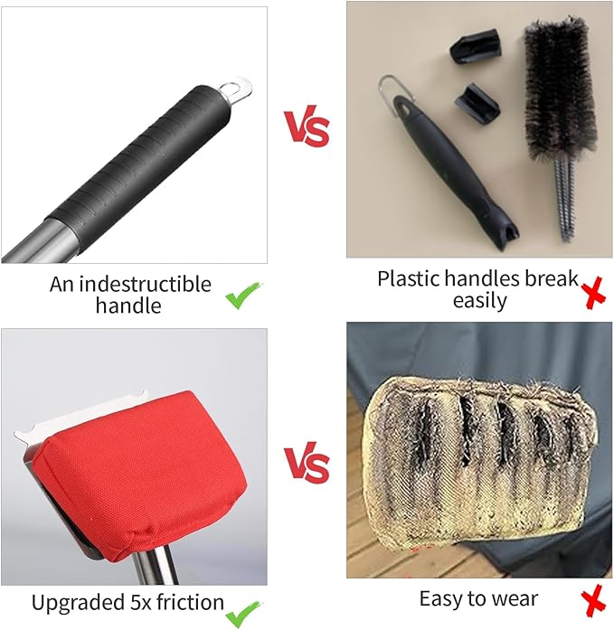 Grill Brush Bristle Free,BBQ Replaceable Scraper Cleaning Head,Safe Grill Accessories for Cast Iron Grates/Porcelain/Weber Gas/Charcoal Grill,Grill Brush for Outdoor Grill-Red