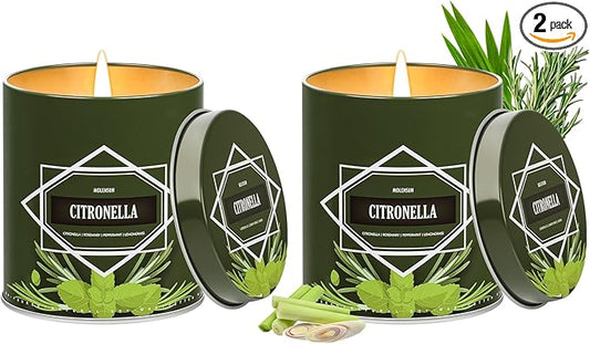 Citronella Candles Outdoor 2-Pack, Total 18oz Citronella Candles for Outside Patio, Camping & Garden, Summer Gifts for Indoor Home Scented, 50-Hour Burn Time, 9 Ounce Each