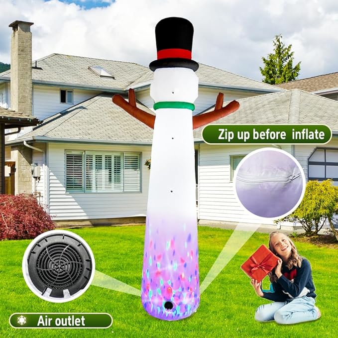 12ft Christmas Snowman Inflatable Outdoor Decoration Yard Decoration Built-in LED Lights for Christmas Holiday Party Indoor, Outdoor, Yard, and Lawn Decorations