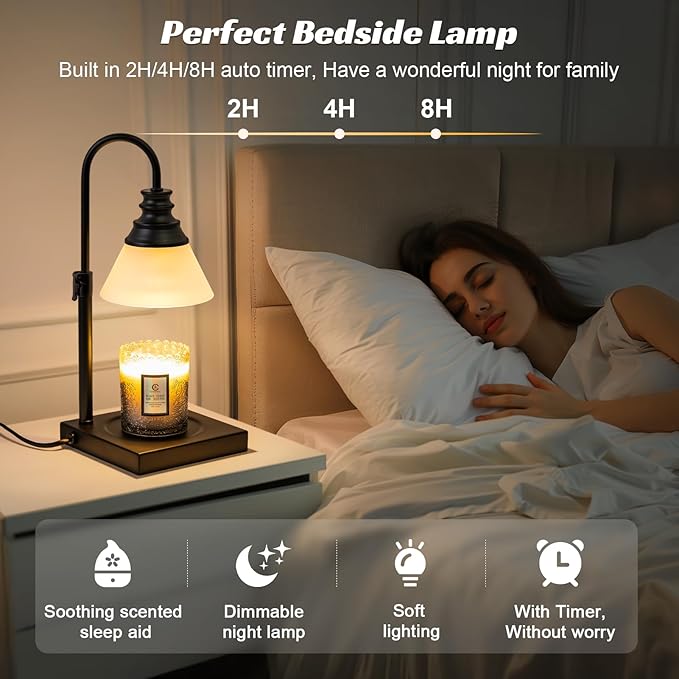 TantaScent Electric Candle Warmer Lamp in Vintage Birdcage Design with Timer – Scented Jar Candle Melter for Home Decor, Housewarming, Birthday, and Christmas (Includes 2 Bulbs) (Frosted White)