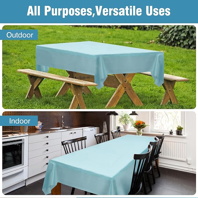 Craft And Party Aqua Plastic Table Cover Roll, 40Inch X 300Feet Disposable Plastic Tablecloth, Banquet Rectangle Tablecover Roll