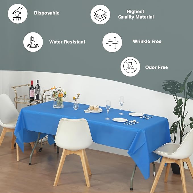Craft And Party, Royal Blue Plastic Table Cover Roll - 40in X 100 feet Heavy Duty Plastic Banquet Table Cover Roll. (Royal Blue)