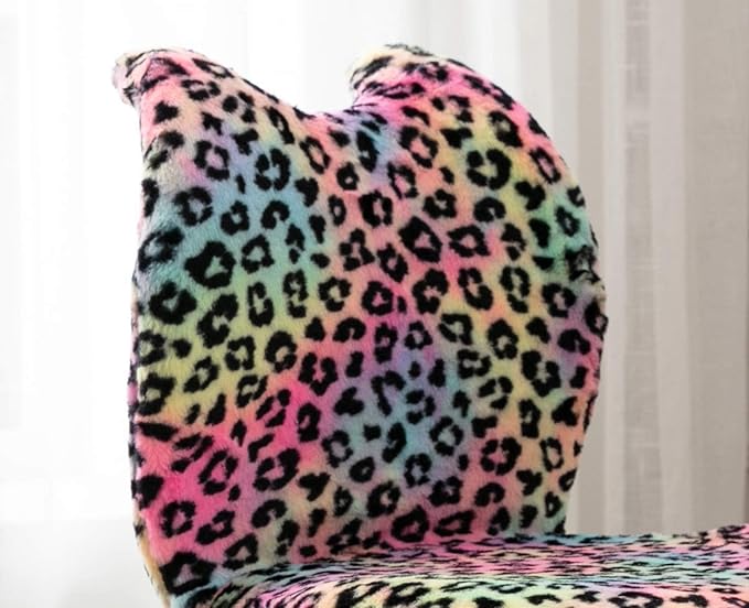 Swivel Kids Desk Chair Adjustable Rolling Student Chair Living Room Thick Padded Children Chair for Girls and Boys (Leopard)