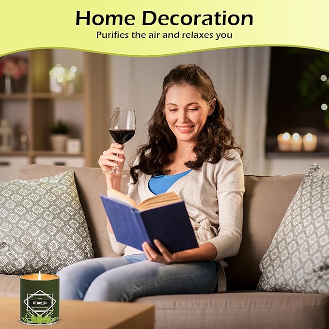 Citronella Candles Outdoor 4-Pack, Total 36oz Citronella Candles for Outside Patio, Camping & Garden, Summer Gifts for Indoor Home Scented, 50-Hour Burn Time, 9 Ounce Each