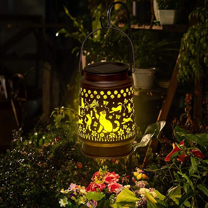 Styleonme Cat Lover Solar Light, Mother's Day Lantern Gift for Mom Grandma Women Sister, Hanging Image Cats Lanterns, Yard Corridor Garden Decor, Thanksgiving Day, Birthday Gifts