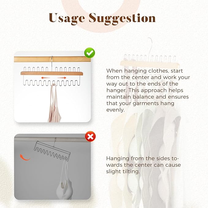 HOUSE DAY Closet Organizers and Storage, Tank Top Hangers, Rotatable Bra Organzier for Closet, Max 48 Storage Capacity Sport Bra Holder, Wood Space Saving Hanger 2 Pack - Dorm Room Essentials