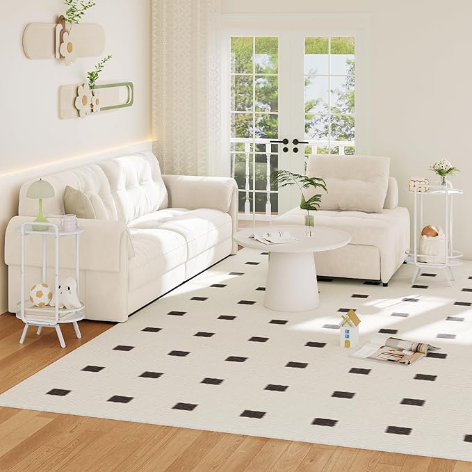 HOOBRO White Side Table, 2 Tier Oval End Table with Tray Storage, Small Cute Kids Nightstand for Living Room, Bedroom, Dorm WT184BZ01