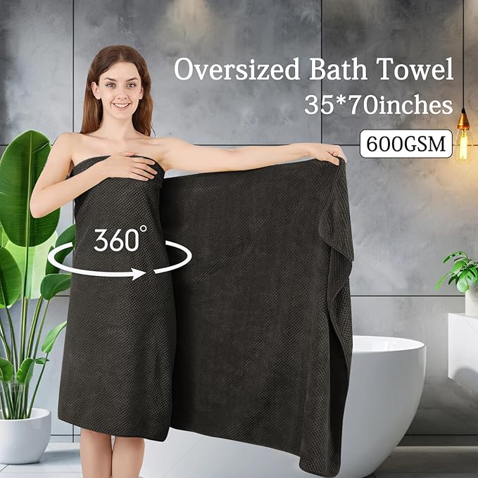 Extra Large Bath Towels Set 35x70 Inches - Dark Coffee Luxury 600 GSM Oversized Bath Sheet Towel,Ultra Soft Microfiber - Quick Dry,Highly Absorbent Shower Towels Spa Hotel Bathroom Towel Set (4-Pack)