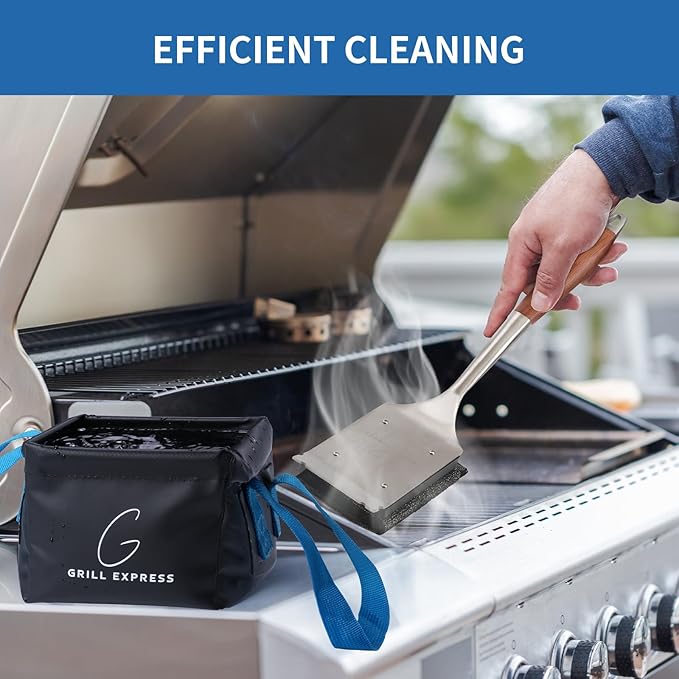 Grill Brush Bristle-Free, with Replaceable Head & Wooden Handle – Safe, Heat-Resistant BBQ Cleaner for All Grill Types (Cast Iron, Stainless Steel, Gas, Charcoal)